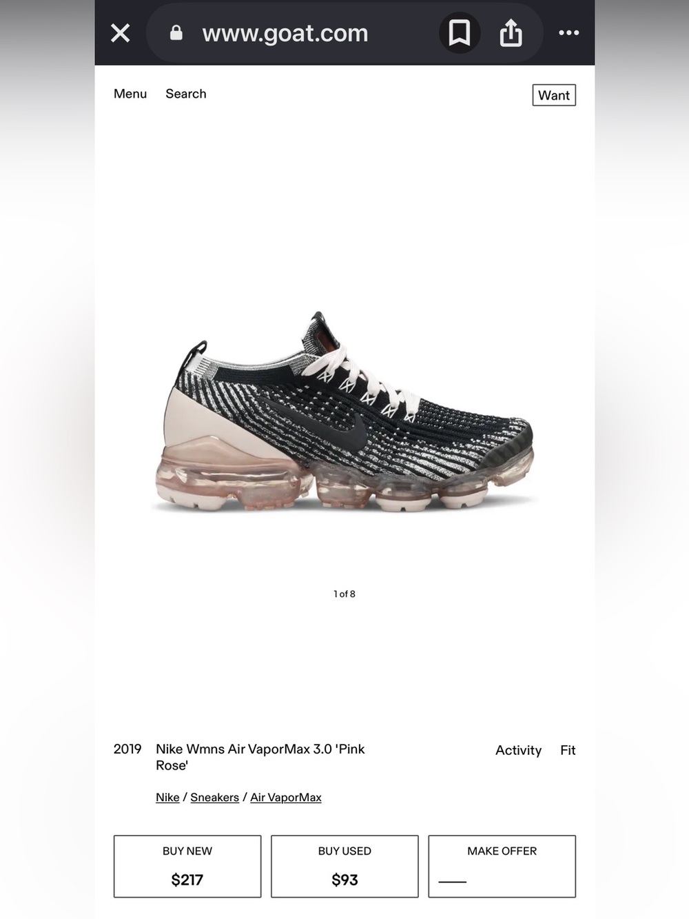 Nike Air VaporMax 3.0 Black & Pink Rose Flyknit Sneakers